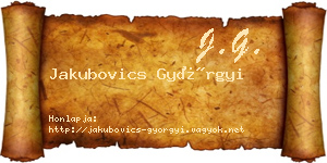 Jakubovics Györgyi névjegykártya